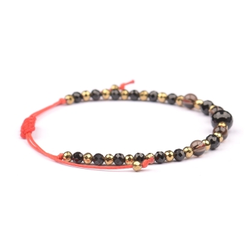 Bransoletka celebrytka czarny TURMALIN KWARC DYMNY HEMATYT ochrona i spokój